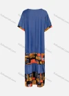 Wholesale Women's Casual Crew Neck Short Sleeve Patchwork Button Decor Ruched Denim Dress With Scarf - Liuhuamall