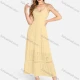 Wholesale Women's Casual Spaghetti Strap Eyelet Embroidered Tie Back Maxi Dress C4248# 10# Clothing Wholesale Market Liuhua