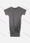 Wholesale Women's Summer Plain Round Neck Short Sleeve Ruched Asymmetrical Hem Short Dress - Liuhuamall