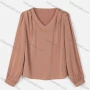 Wholesale Women's Causal V Neck Long Sleeve Plain Blouse preview