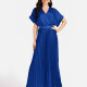 Women's Casual Plain Wrap Short Sleeve Splicing Pleated Maxi Dress EG-3481# 15# Clothing Wholesale Market -LIUHUA