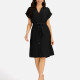 Women's Casual Plain Button Down Short Sleeve Shirt Dress With Belt EG-3371# 1# Clothing Wholesale Market -LIUHUA