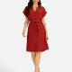 Women's Casual Plain Button Down Short Sleeve Shirt Dress With Belt EG-3371# 10# Clothing Wholesale Market -LIUHUA