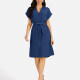 Women's Casual Plain Button Down Short Sleeve Shirt Dress With Belt EG-3371# 6# Clothing Wholesale Market -LIUHUA