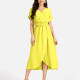 Women's Casual Plain Wrap Short Sleeve Midi Dress With Belt EG-3436# 5# Clothing Wholesale Market -LIUHUA