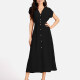 Women's Casual Plain V Neck Button Down Short Sleeve Midi Dress EG-3526# 1# Clothing Wholesale Market -LIUHUA