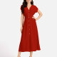 Women's Casual Plain V Neck Button Down Short Sleeve Midi Dress EG-3526# 10# Clothing Wholesale Market -LIUHUA