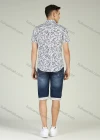 Wholesale Men's Short Sleeve Button Front Botanical Print Casual Shirt - Liuhuamall