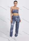 Wholesale Women's Casual Tie Dye Crop Tube Top & Sweatpants 2 Piece Set - Liuhuamall