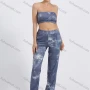 Wholesale Women's Casual Tie Dye Crop Tube Top & Sweatpants 2 Piece Set preview