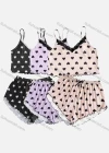 Wholesale Women's Allover Print Ruffle LaceTrim Crop Cami Top & Allover Print Shorts 2 Piece Pajamas Lounge Set 66001# - Liuhuamall