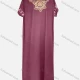 Wholesale Women's Casual Embroidery Round Neck Short Sleeve Ruffle Hem Maxi Kaftan Dress Wine Clothing Wholesale Market Liuhua