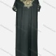 Wholesale Women's Casual Embroidery Round Neck Short Sleeve Ruffle Hem Maxi Kaftan Dress Dark Green Clothing Wholesale Market Liuhua