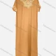 Wholesale Women's Casual Embroidery Round Neck Short Sleeve Ruffle Hem Maxi Kaftan Dress Orange Clothing Wholesale Market Liuhua