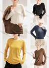 Wholesale Women's Casual Plain Round Neck Long Sleeve Top 035# - Liuhuamall