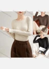 Wholesale Women's Casual Plain Round Neck Long Sleeve Top 040# - Liuhuamall