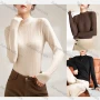 Wholesale Women's Casual Letter Print Mock Neck Long Sleeve Top 039# preview