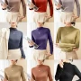 Wholesale Women's Casual Plain Mock Neck Long Sleeve Top 205# preview