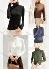 Wholesale Women's Casual Plain Turtleneck Long Sleeve Top - Liuhuamall