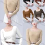 Wholesale Women's Casual Plain Bateau Neck Long Sleeve Top 7725# preview