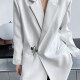 Women's Loose Fit Plain Lapel Blazer Long Sleeve Metal Buckle Suit Jacket White Clothing Wholesale Market -LIUHUA