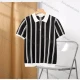 Wholesale Men's Casual Striped Collared Quarter Zip Short Sleeve Henley Shirt E75035# Black Clothing Wholesale Market Liuhua