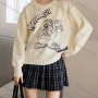 Wholesale Women's Casual Crew Neck Long Sleeve Cartoon Knit Top M955# preview