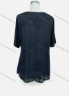 Wholesale Women's Elegant Plain Floral Embroidery Round Neck Sheer Short Sleeve Blouse - Liuhuamall