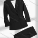 Wholesale Women's Formal Lapel Plain Flap Pockets Double Breasted Blazer & Pocket Pants 2-Piece Suit Sets Black Clothing Wholesale Market Liuhua