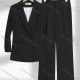 Wholesale Women's Formal Lapel Double Breasted Plain Flap Pockets Blazer & Pocket Pants 2-Piece Suit Sets Black Clothing Wholesale Market Liuhua