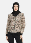 Wholesale Women's Casual Leopard Print Zipper Dual Pockets Jacket - Liuhuamall