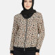 Women's Casual Leopard Print Zipper Dual Pockets Jacket Brown Clothing Wholesale Market -LIUHUA