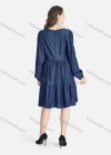 Wholesale Women's Casual Long Sleeve Ruffle Hem Button Front Plain Dress - Liuhuamall