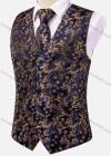 Wholesale Men's Formal Paisley Print Single Breasted Silky Waistcoat With Necktie & Kerchief & Cufflinks 4-piece Set - Liuhuamall