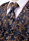 Wholesale Men's Formal Paisley Print Single Breasted Silky Waistcoat With Necktie & Kerchief & Cufflinks 4-piece Set - Liuhuamall