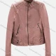 Wholesale Women's Casual Plain Round Neck Long Sleeve Zipper PU Leather Jacket Pink Clothing Wholesale Market Liuhua