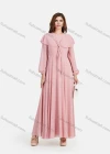 Wholesale Women's Chiffon Plain Long Sleeve Round Neck High Waist Maxi Dress With Cape - Liuhuamall