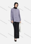 Wholesale Women's Casual Plain Crew Neck Long Sleeve High Low Hem Button Down Tunic 1401# - Liuhuamall