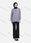 Wholesale Women's Casual Plain Crew Neck Long Sleeve High Low Hem Button Down Tunic 1401# - Liuhuamall