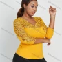 Wholesale Women's Elegant Sweetheart Collar Semi-sheer Mesh Blouse preview