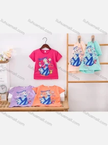 Wholesale Girl's Casual Cartoon Print Round Neck Short Sleeve Modal Cotton Tee, LIUHUA CLOTHING WHOLESALE