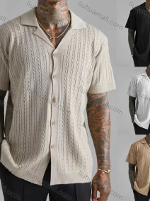 Wholesale oscar factory casual men's knitted jacquard design shirt, comfortable and breathable,, LIUHUA CLOTHING WHOLESALE