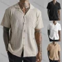 Wholesale oscar factory casual men's knitted jacquard design shirt, comfortable and breathable, preview