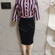 Wholesale Women's Striped Print 3/4 Sleeve With Package Hip Skirt 2 Piece Set 111# Pink Clothing Wholesale Market Liuhua