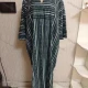 Wholesale Women's Notched Neck Loose Fit 3/4 Sleeve Striped Maxi Dress 555# Green Clothing Wholesale Market Liuhua