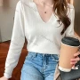 Wholesale Women's Casual Plain V Neck Long Sleeve Sweater Tops 8010# preview