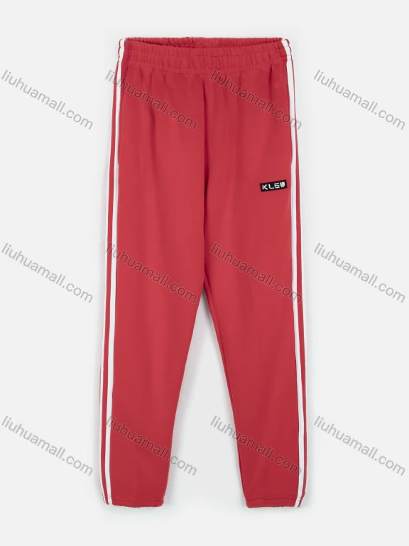 Wholesale Women's Casual Plain Label Striped Trim Elastic Waist Sweatpants 0901#