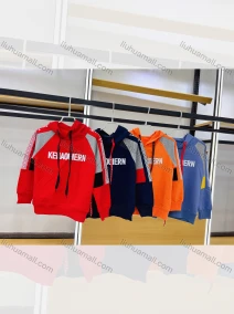 Wholesale Boys White Vertical Stripes Sleeves Letters Print Graphic Hoodies, LIUHUA CLOTHING WHOLESALE