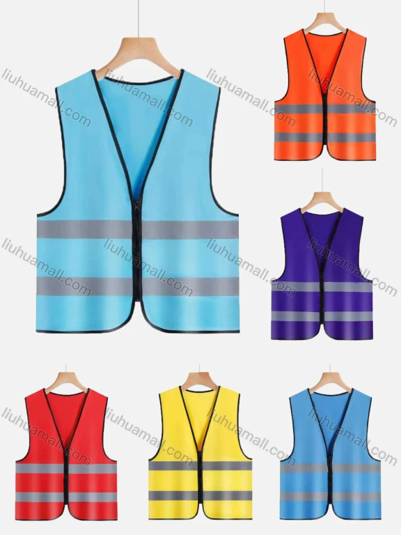 Wholesale High Visibility Reflective Strips Zipper Front Safety Vest