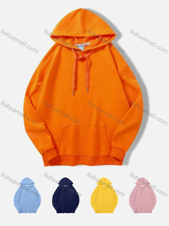 Wholesale Unisex's Men/Women Casual Drawstring Plain Kangaroo Pocket Long Sleeve Hoodie 543#